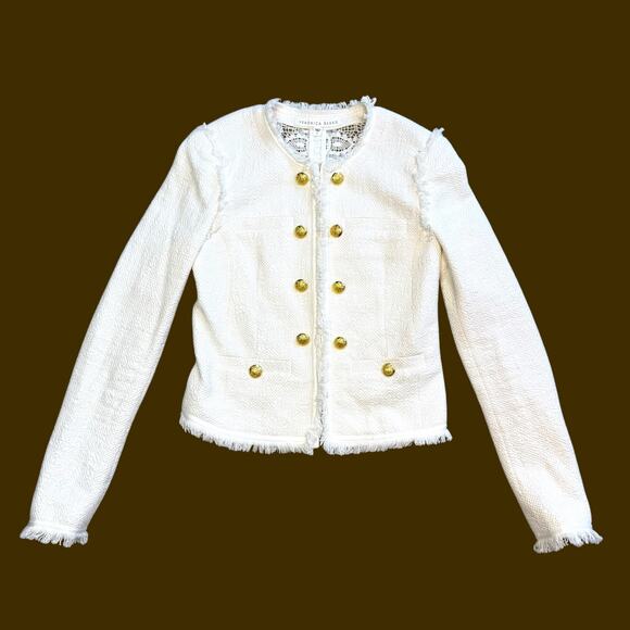 Veronica Beard Betsy Cream Lace Back Tweed Knit Blazer Size 2 - Picture 3 of 13